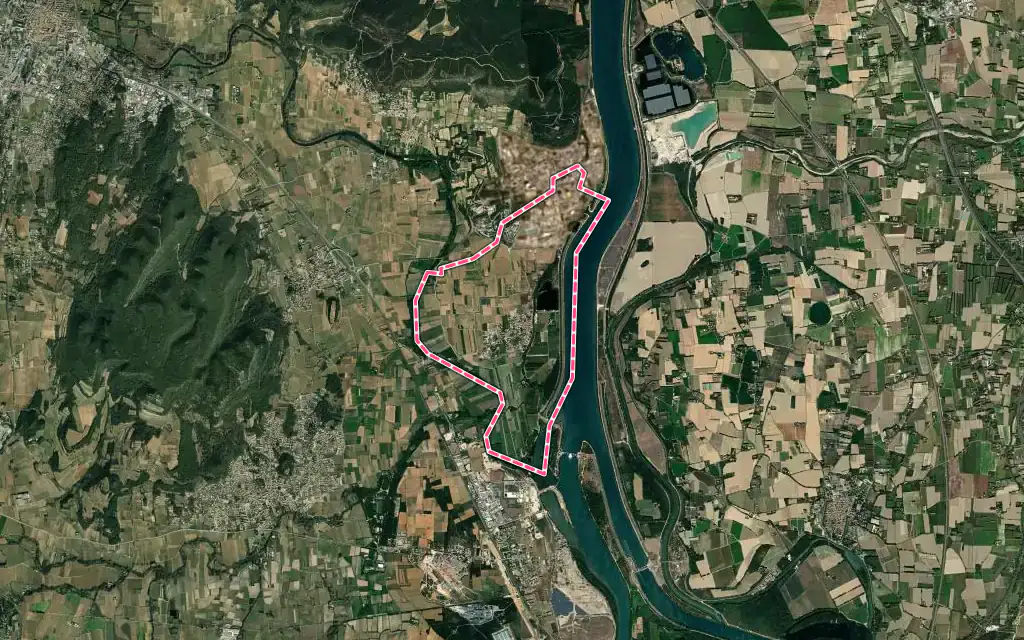 Vue satellite de Codolet avec ses contours administratifs