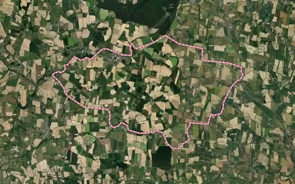 Vue satellite de Coësmes avec ses contours administratifs
