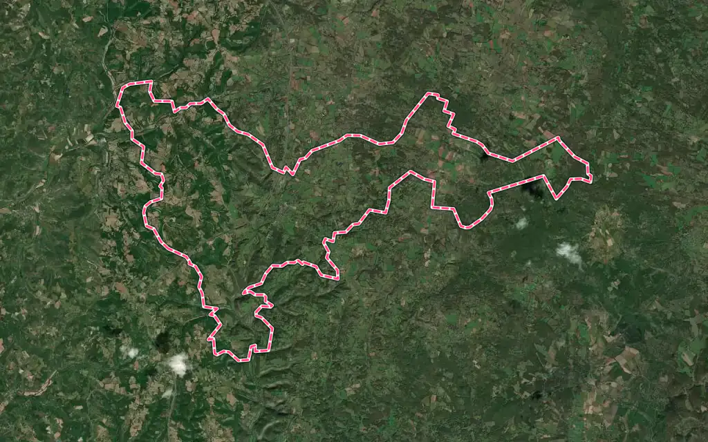 Vue satellite de Cœur de Causse avec ses contours administratifs
