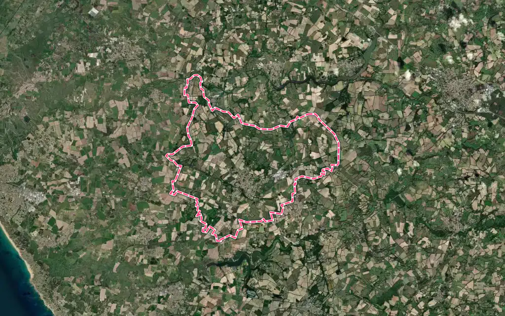 Vue satellite de Coëx avec ses contours administratifs