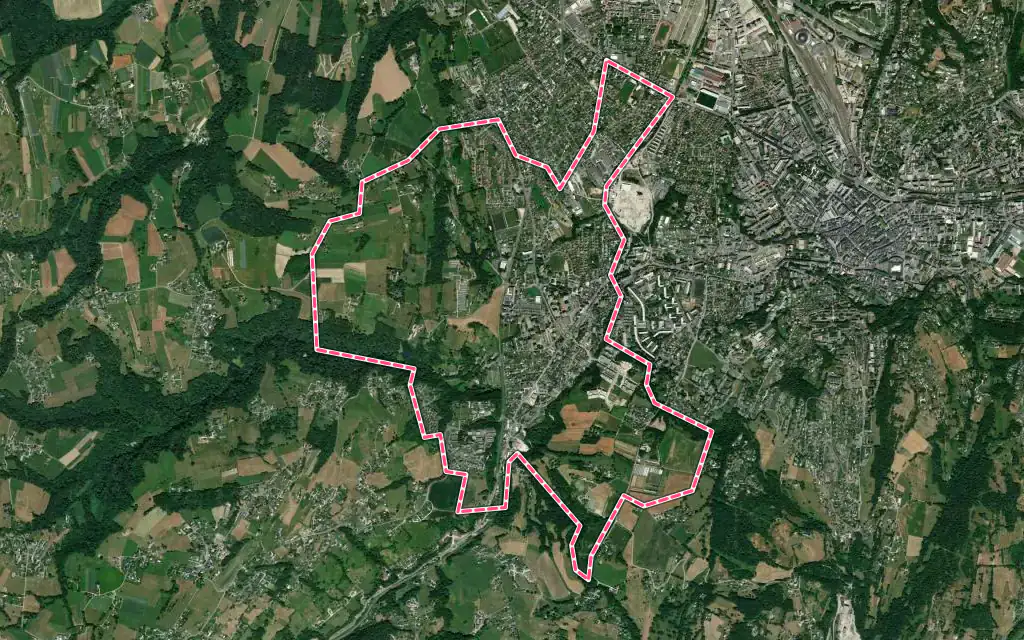Vue satellite de Cognin avec ses contours administratifs