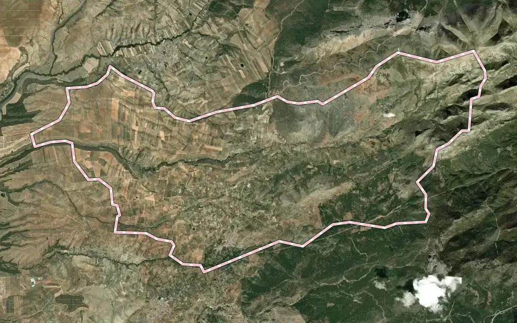 Vista satélite de Cogollos de la Vega con su contorno administrativo