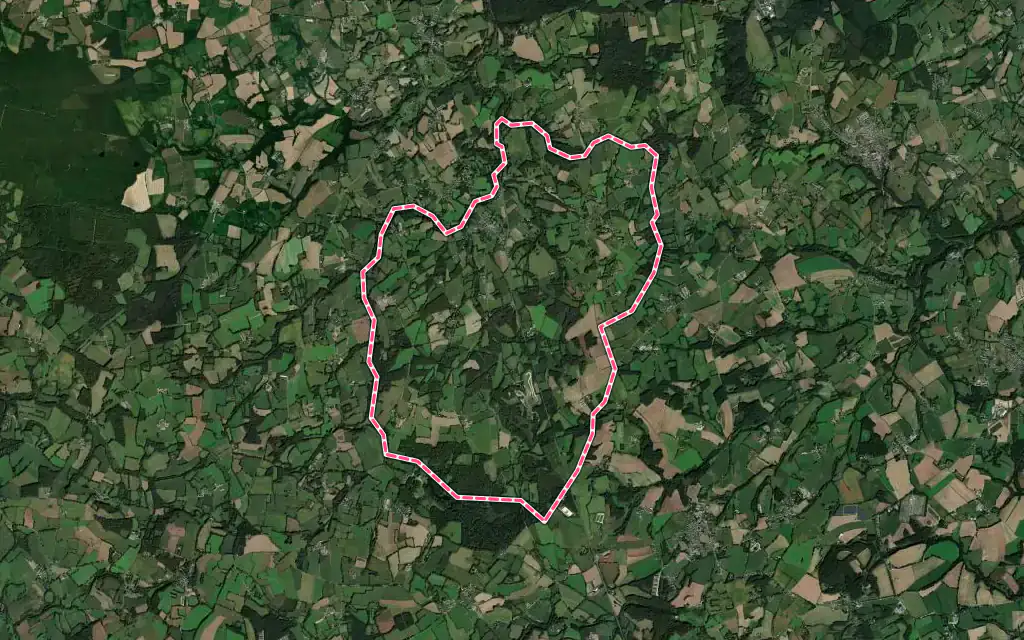 Vue satellite de Cohiniac avec ses contours administratifs
