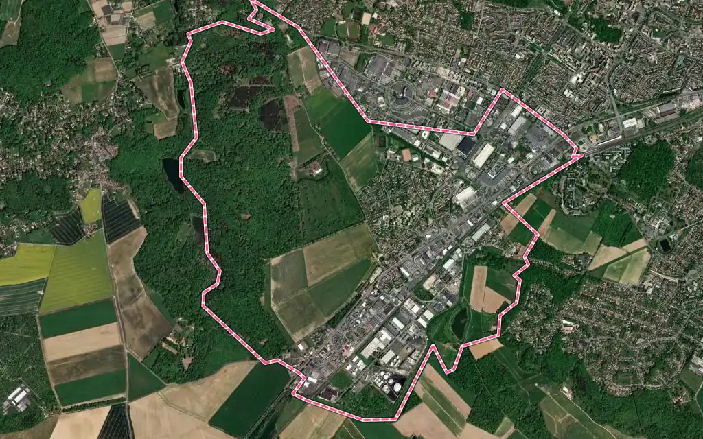 Vue satellite de Coignières avec ses contours administratifs