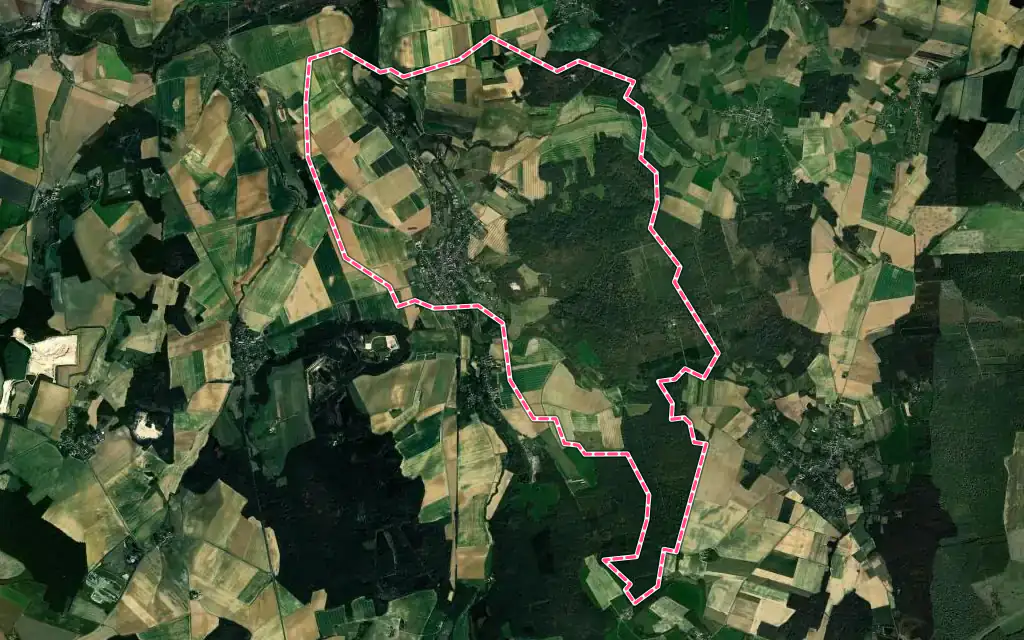 Vue satellite de Coincy avec ses contours administratifs