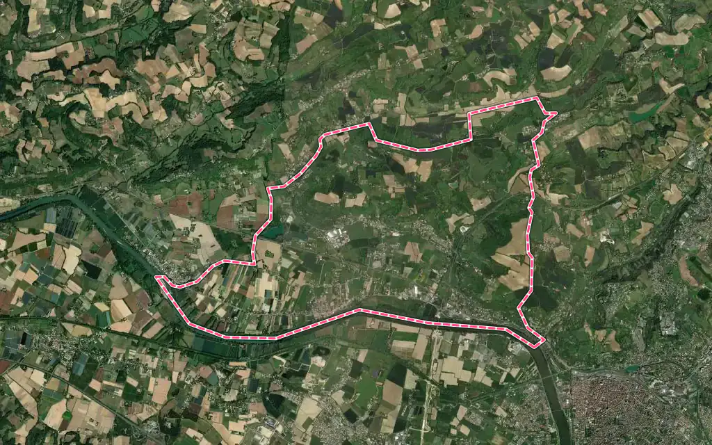 Vue satellite de Colayrac-Saint-Cirq avec ses contours administratifs