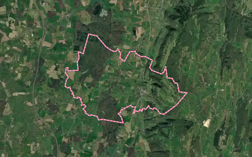 Vue satellite de Coligny avec ses contours administratifs