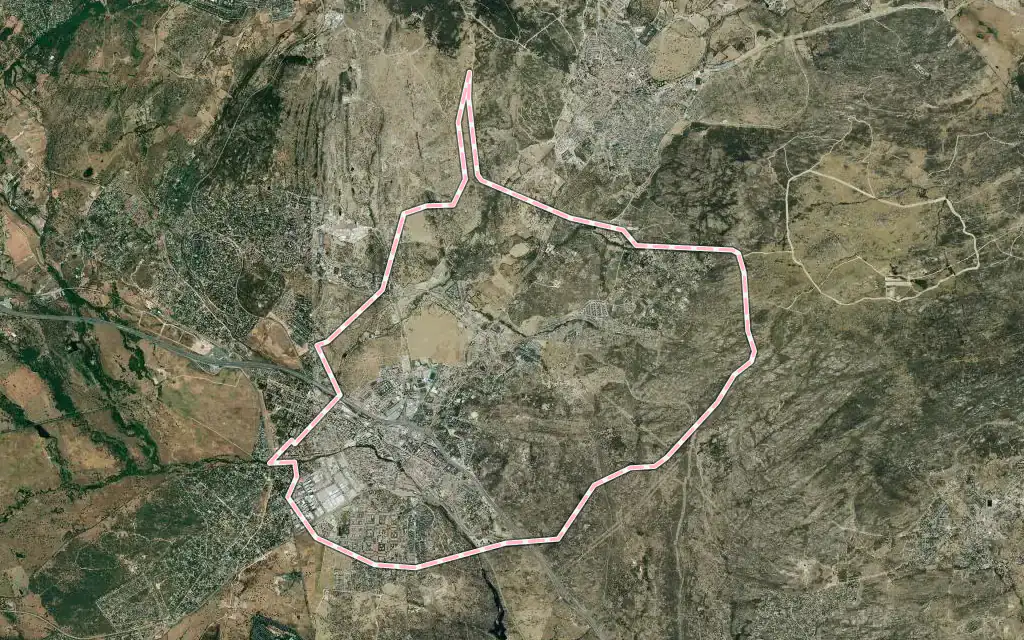 Vista satélite de Collado Villalba con su contorno administrativo