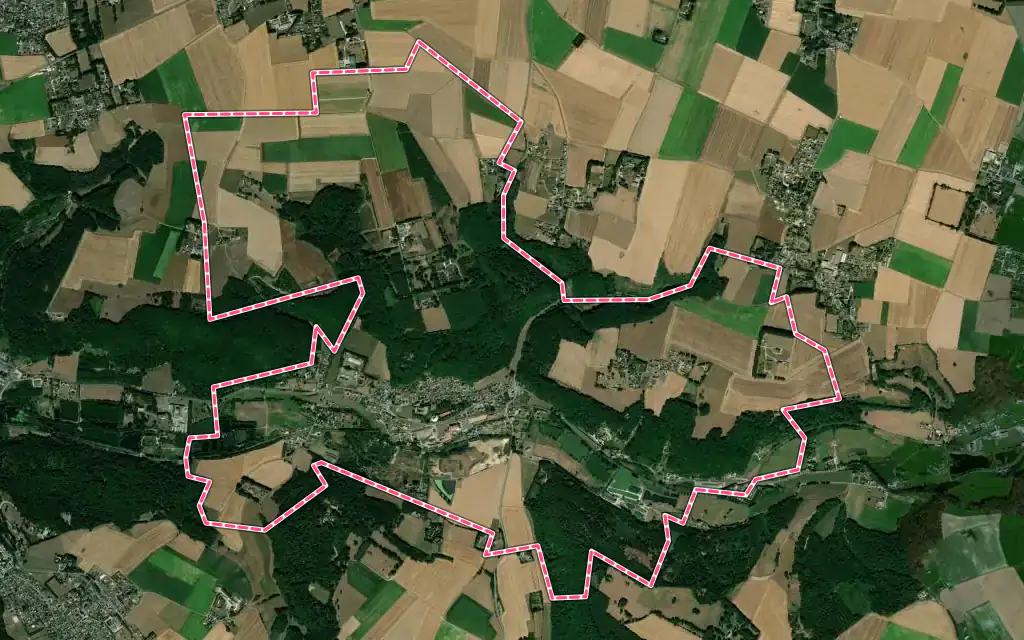 Vue satellite de Colleville avec ses contours administratifs