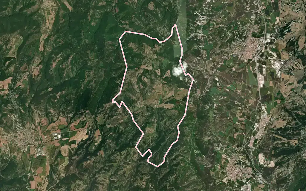 Vista satélite de Collsuspina con su contorno administrativo
