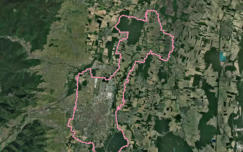 Vue satellite de Colmar avec ses contours administratifs