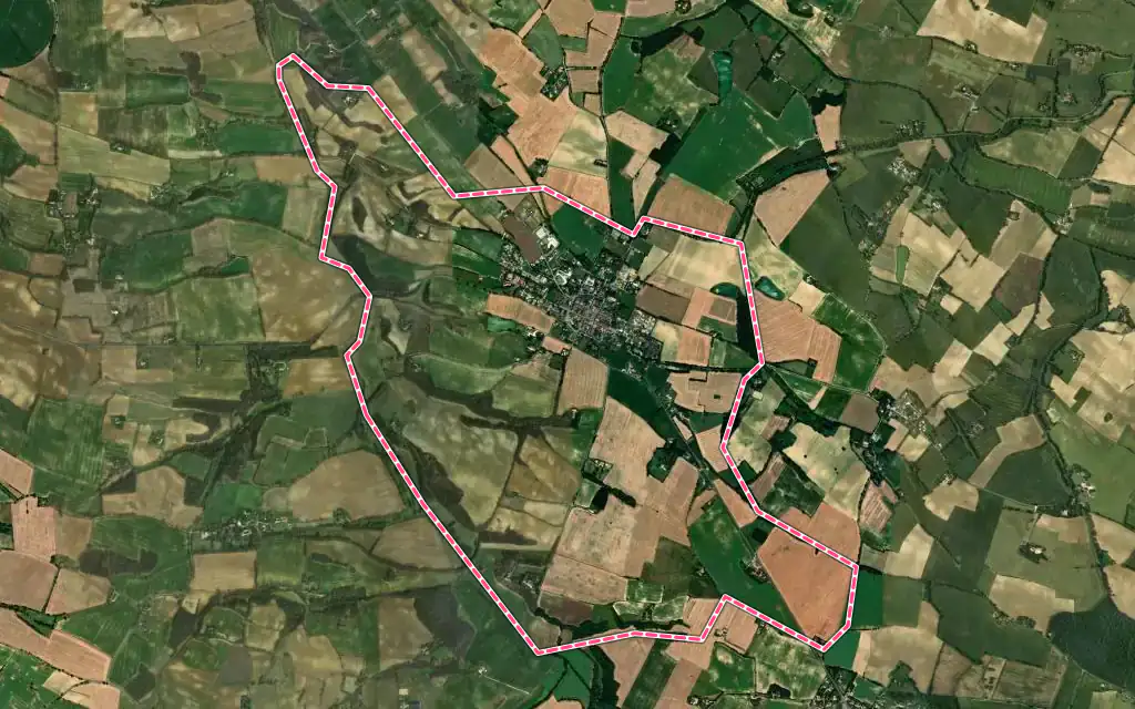Vue satellite de Cologne avec ses contours administratifs