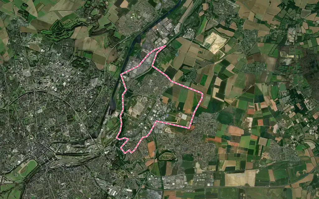 Vue satellite de Colombelles avec ses contours administratifs