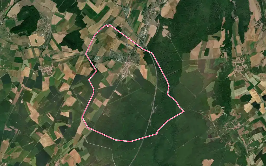 Vue satellite de Colombey-les-Belles avec ses contours administratifs