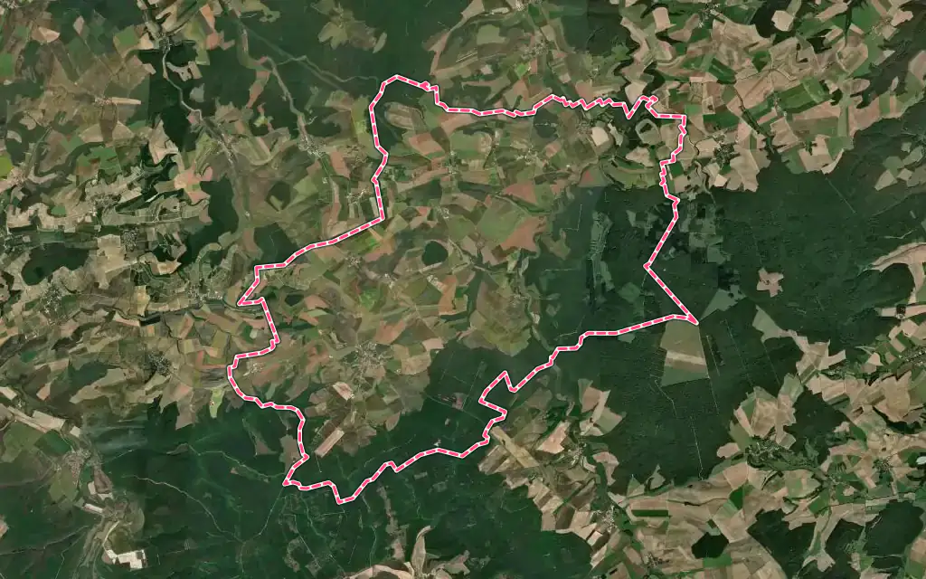 Vue satellite de Colombey les Deux Églises avec ses contours administratifs