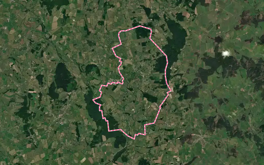 Vue satellite de Colombier-en-Brionnais avec ses contours administratifs