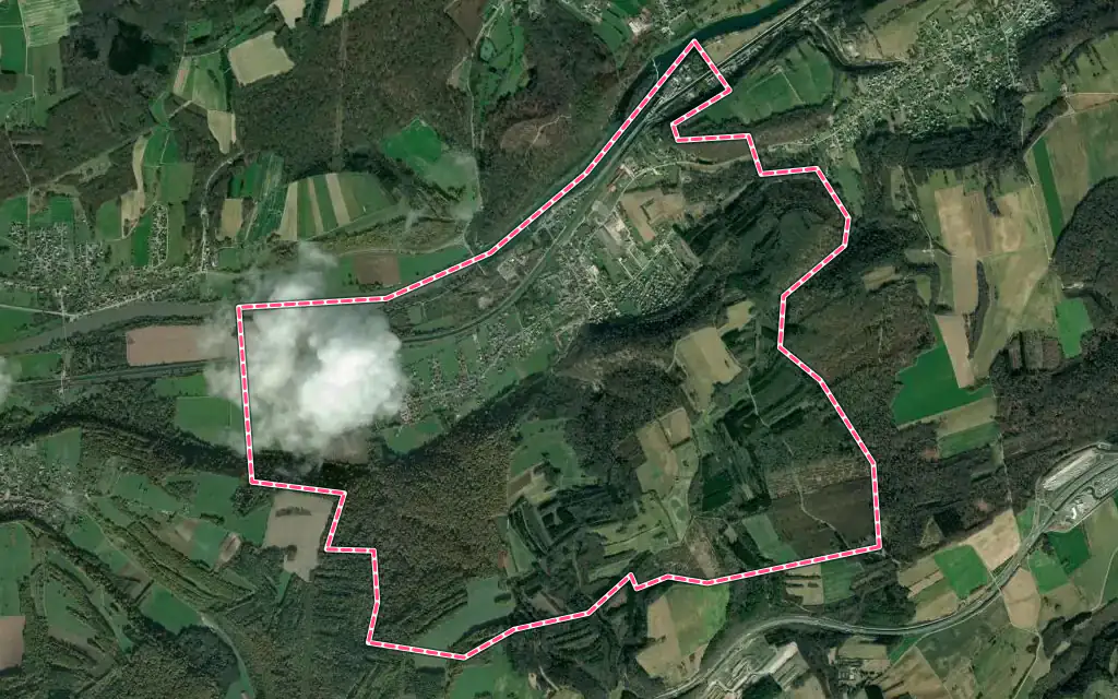 Vue satellite de Colombier-Fontaine avec ses contours administratifs