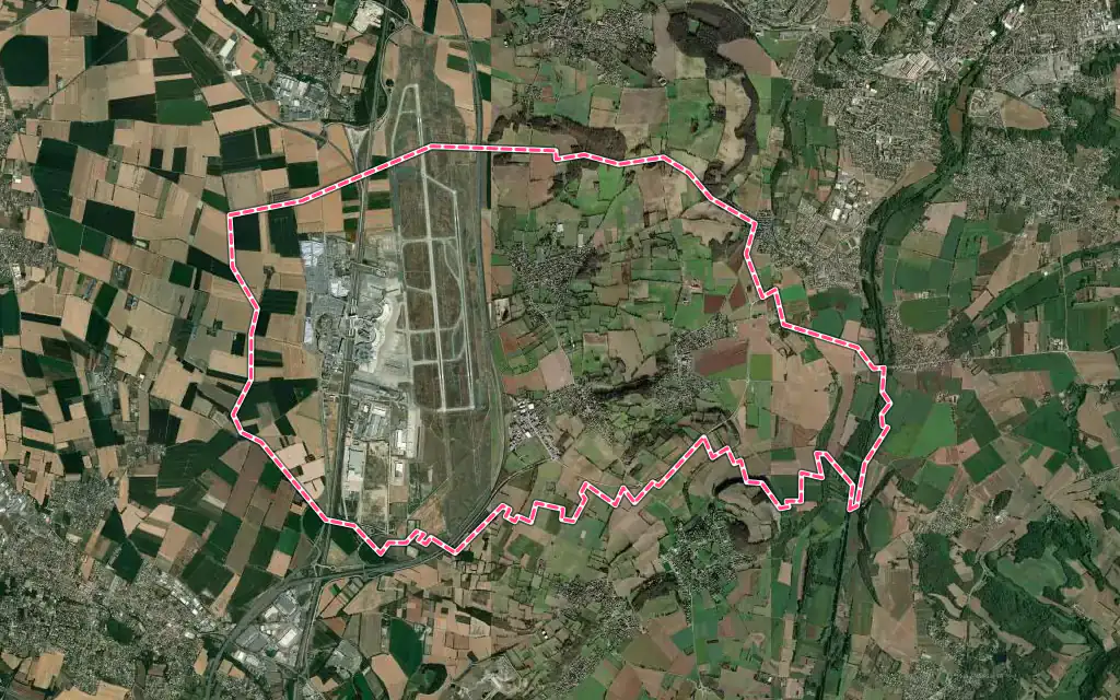 Vue satellite de Colombier-Saugnieu avec ses contours administratifs