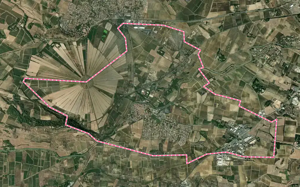 Vue satellite de Colombiers avec ses contours administratifs