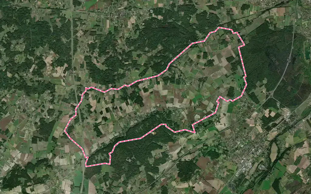Vue satellite de Colombiers avec ses contours administratifs