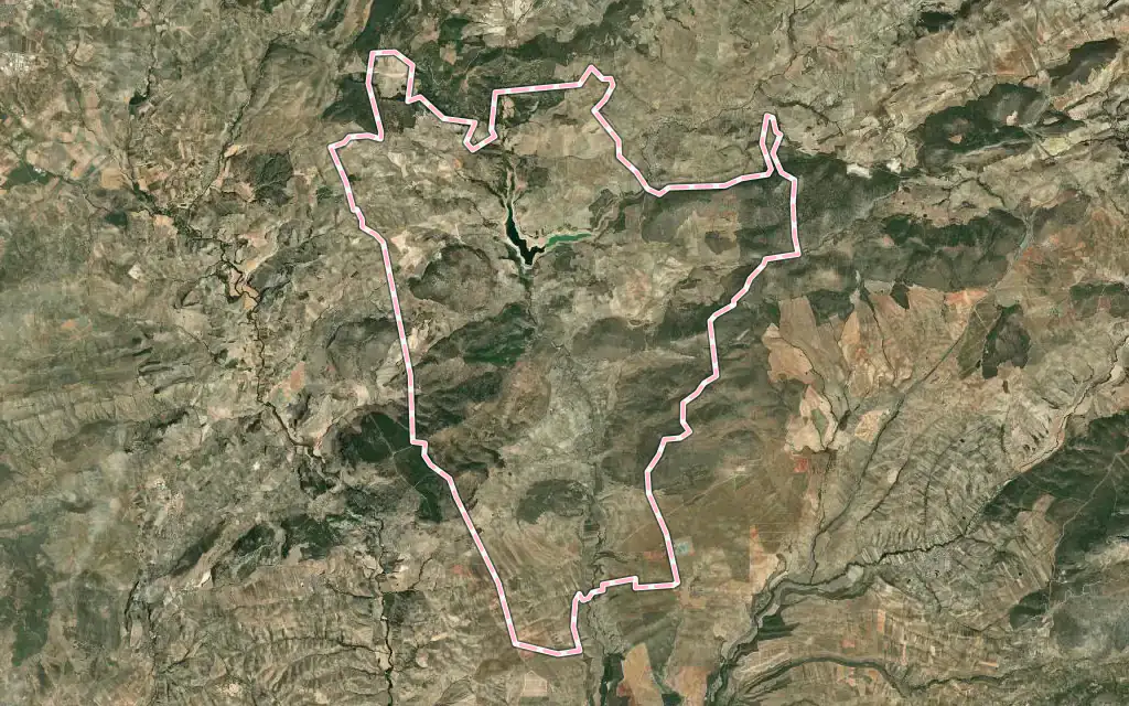 Vista satélite de Colomera con su contorno administrativo