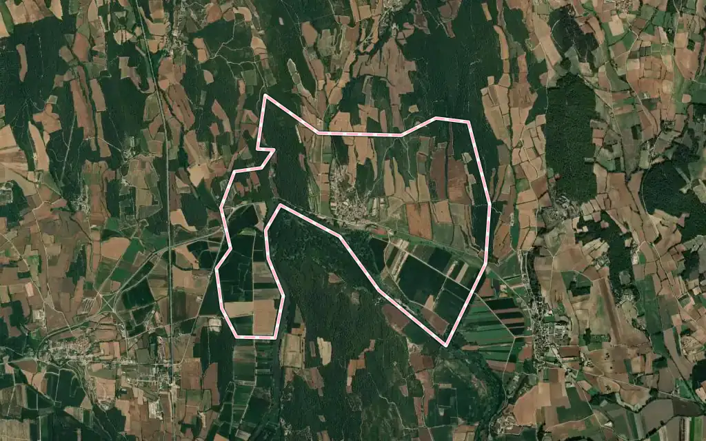 Vista satélite de Colomers con su contorno administrativo