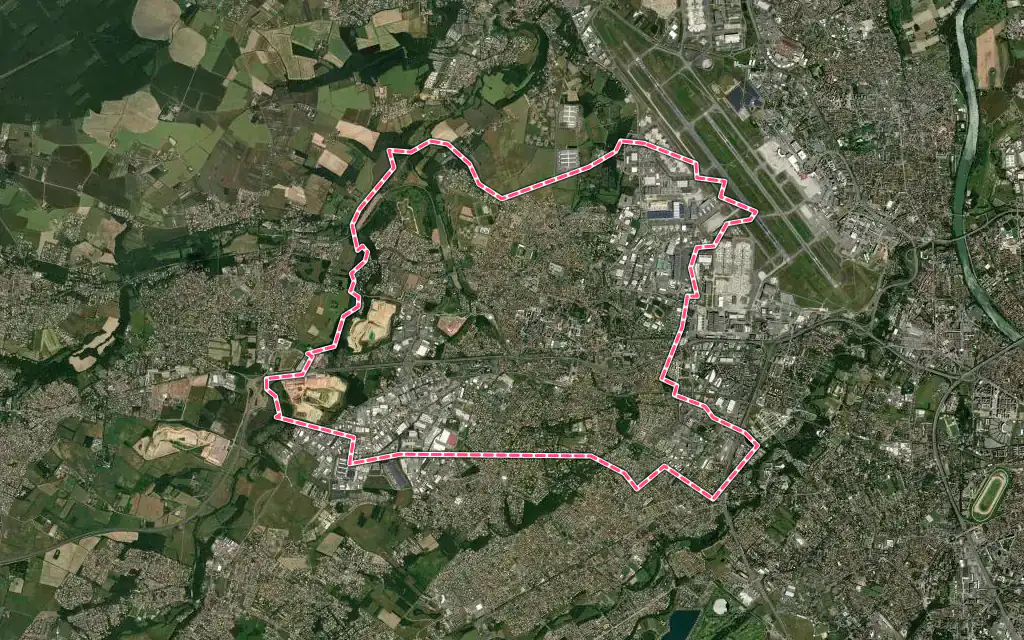 Vue satellite de Colomiers avec ses contours administratifs
