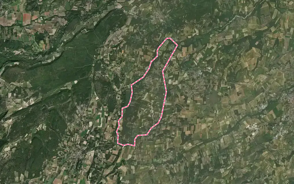 Vue satellite de Colonzelle avec ses contours administratifs