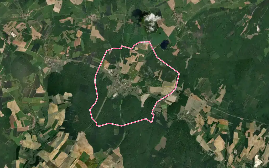 Vue satellite de Combeaufontaine avec ses contours administratifs