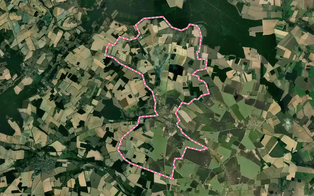Vue satellite de Combres avec ses contours administratifs