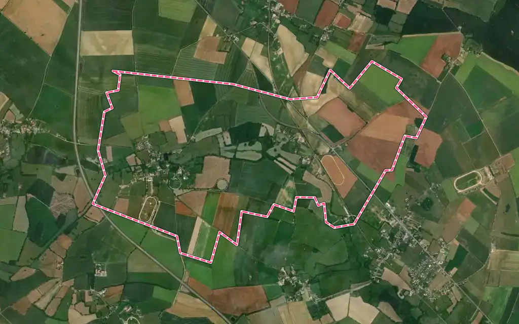 Vue satellite de Commeaux avec ses contours administratifs