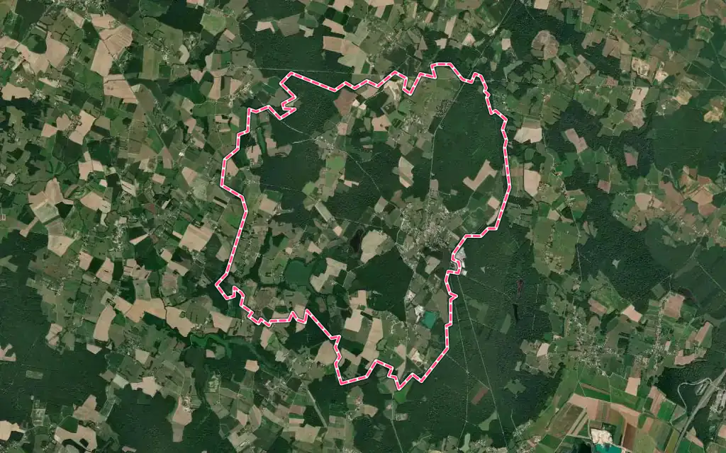 Vue satellite de Commenailles avec ses contours administratifs