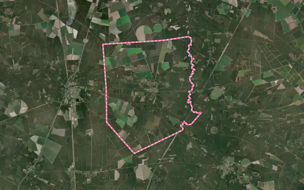 Vue satellite de Commensacq avec ses contours administratifs