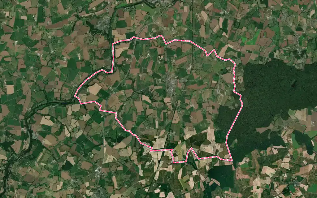 Vue satellite de Commer avec ses contours administratifs