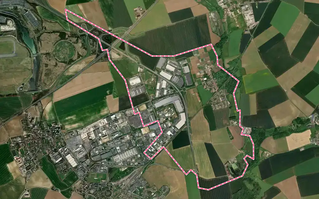Vue satellite de Compans avec ses contours administratifs