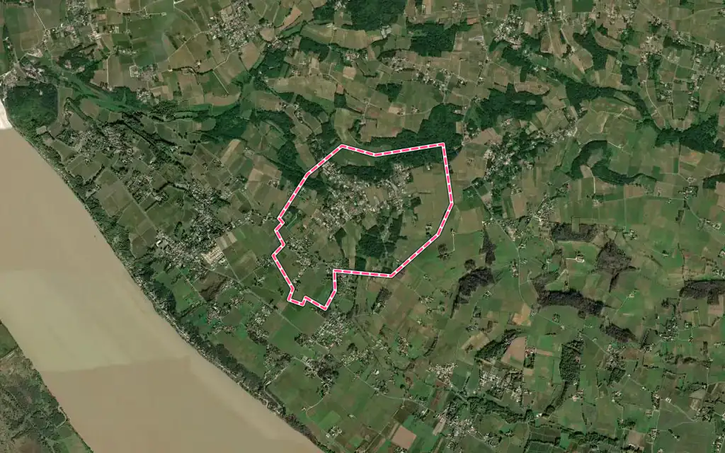 Vue satellite de Comps avec ses contours administratifs