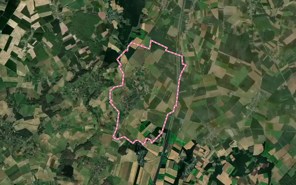 Vue satellite de Conchy-les-Pots avec ses contours administratifs