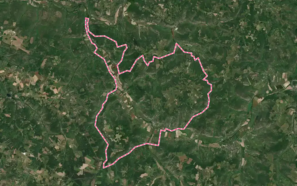 Vue satellite de Concorès avec ses contours administratifs