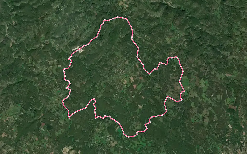 Vue satellite de Concots avec ses contours administratifs