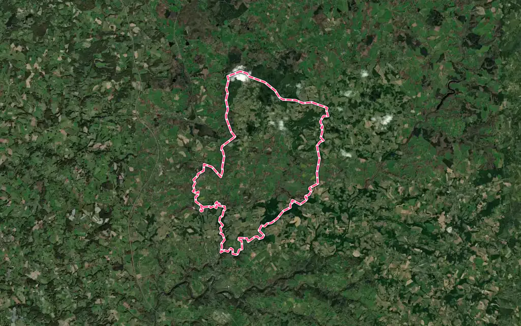 Vue satellite de Condat-sur-Ganaveix avec ses contours administratifs