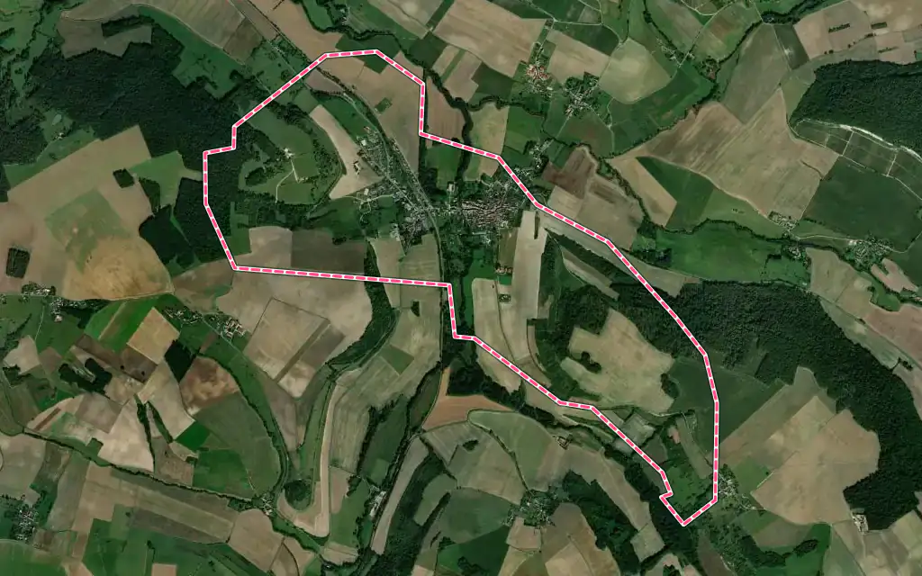 Vue satellite de Condé-en-Brie avec ses contours administratifs