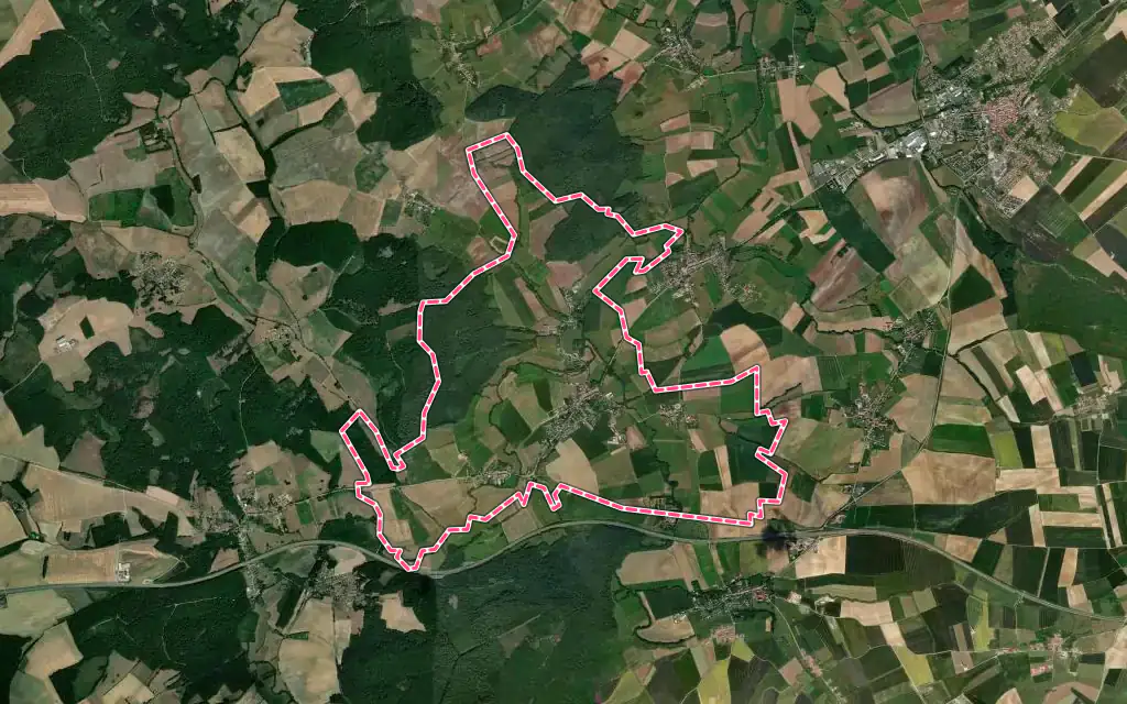 Vue satellite de Condé-Northen avec ses contours administratifs