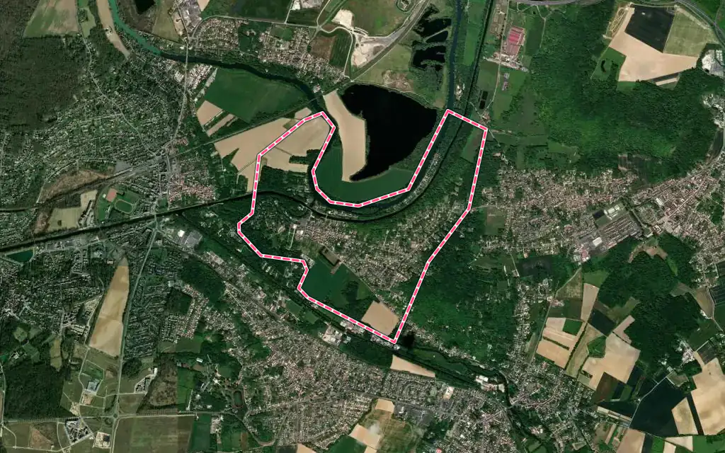 Vue satellite de Condé-Sainte-Libiaire avec ses contours administratifs
