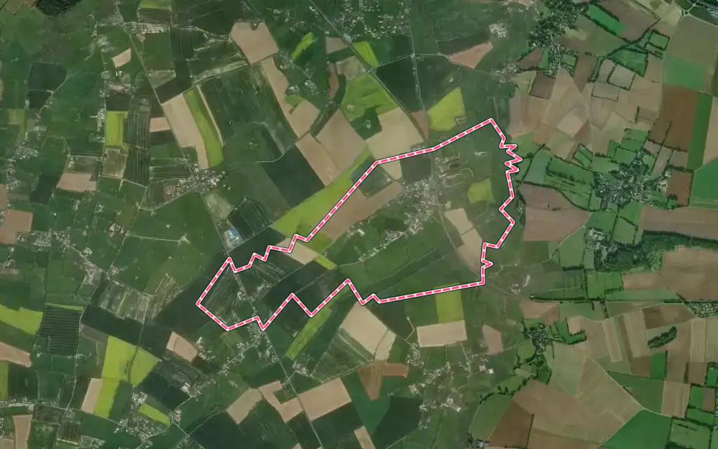Vue satellite de Condé-sur-Seulles avec ses contours administratifs