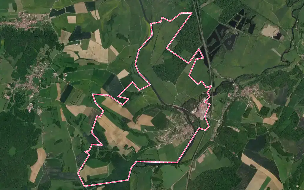 Vue satellite de Conflandey avec ses contours administratifs