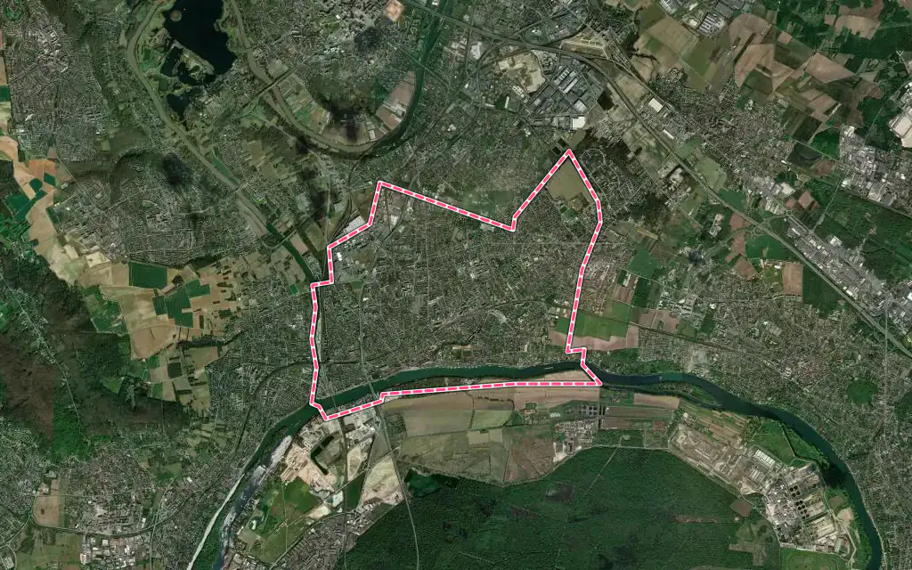 Vue satellite de Conflans-Sainte-Honorine avec ses contours administratifs