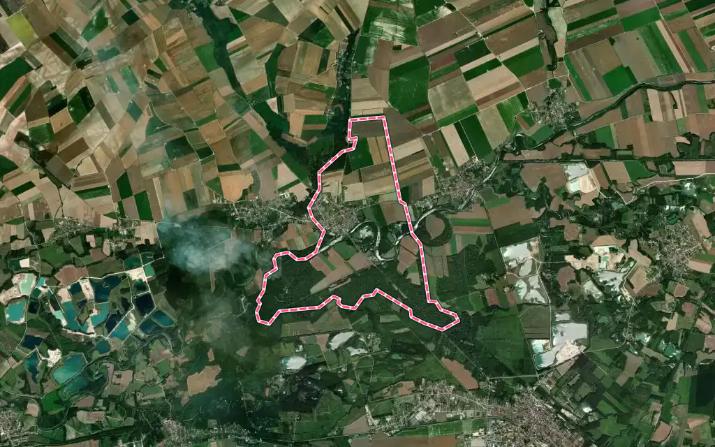 Vue satellite de Conflans-sur-Seine avec ses contours administratifs