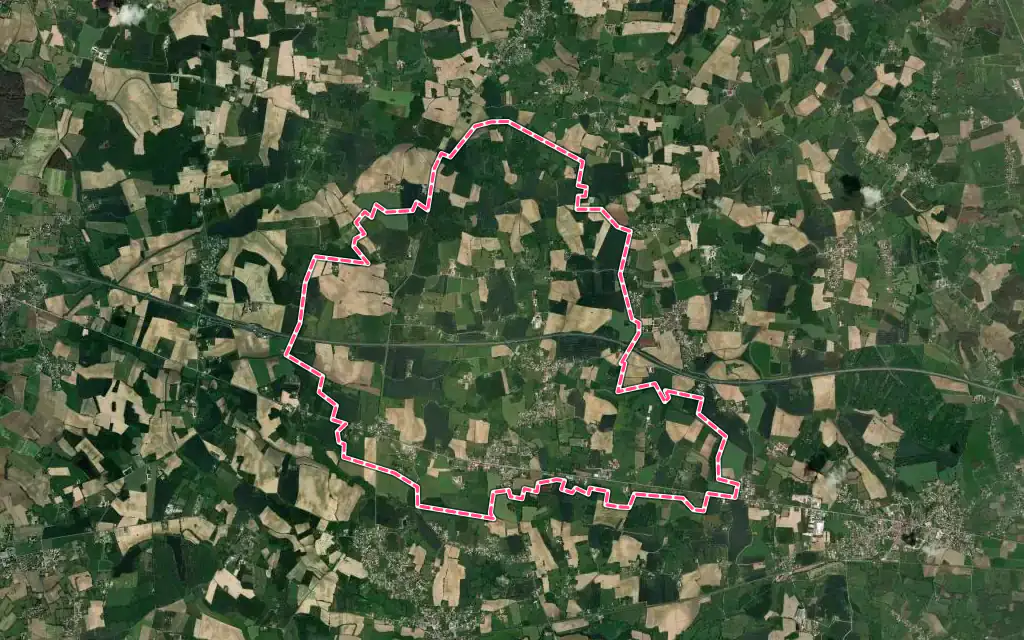 Vue satellite de Confrançon avec ses contours administratifs