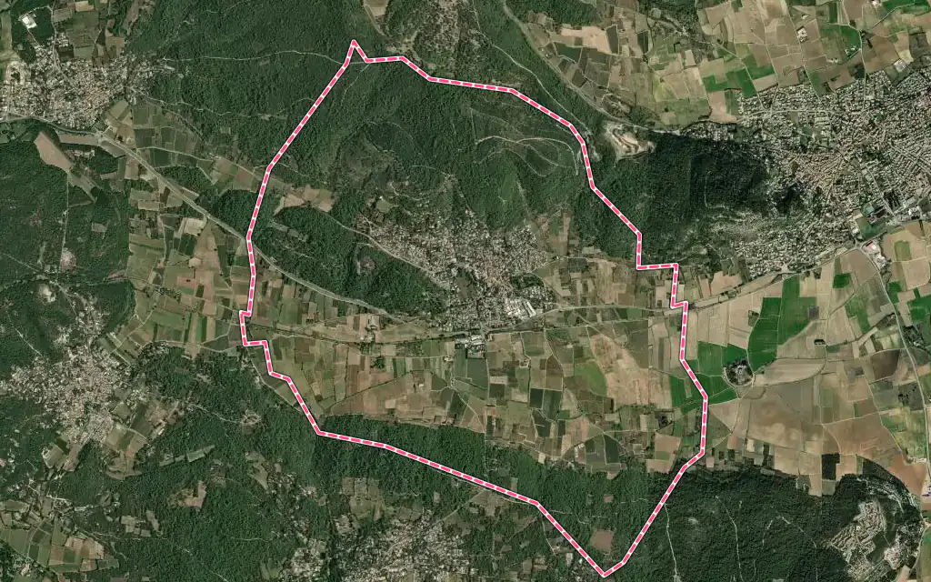 Vue satellite de Congénies avec ses contours administratifs