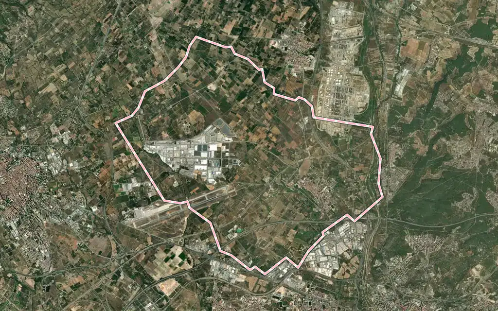 Vista satélite de Constantí con su contorno administrativo